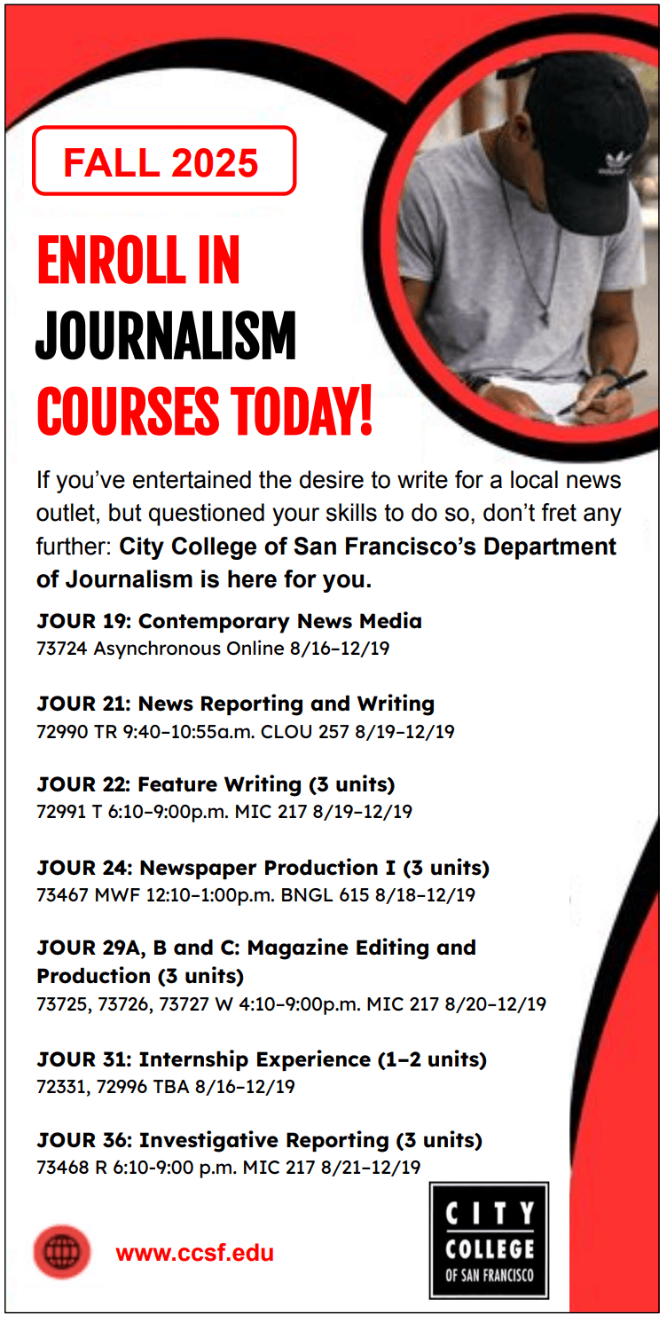 SF City College Journalism Department fall semester 2025